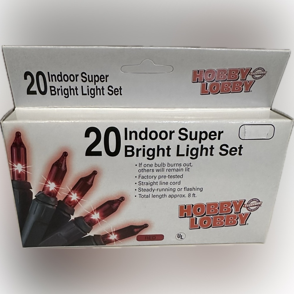 VTG 20 INDOOR SUPER BRIGHT LIGHT SET VIBRANT RED HOBBY LOBBY CHRISTMAS TREE
